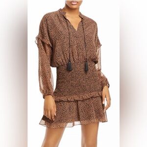 Aqua Animal Print Long Sleeve Dress